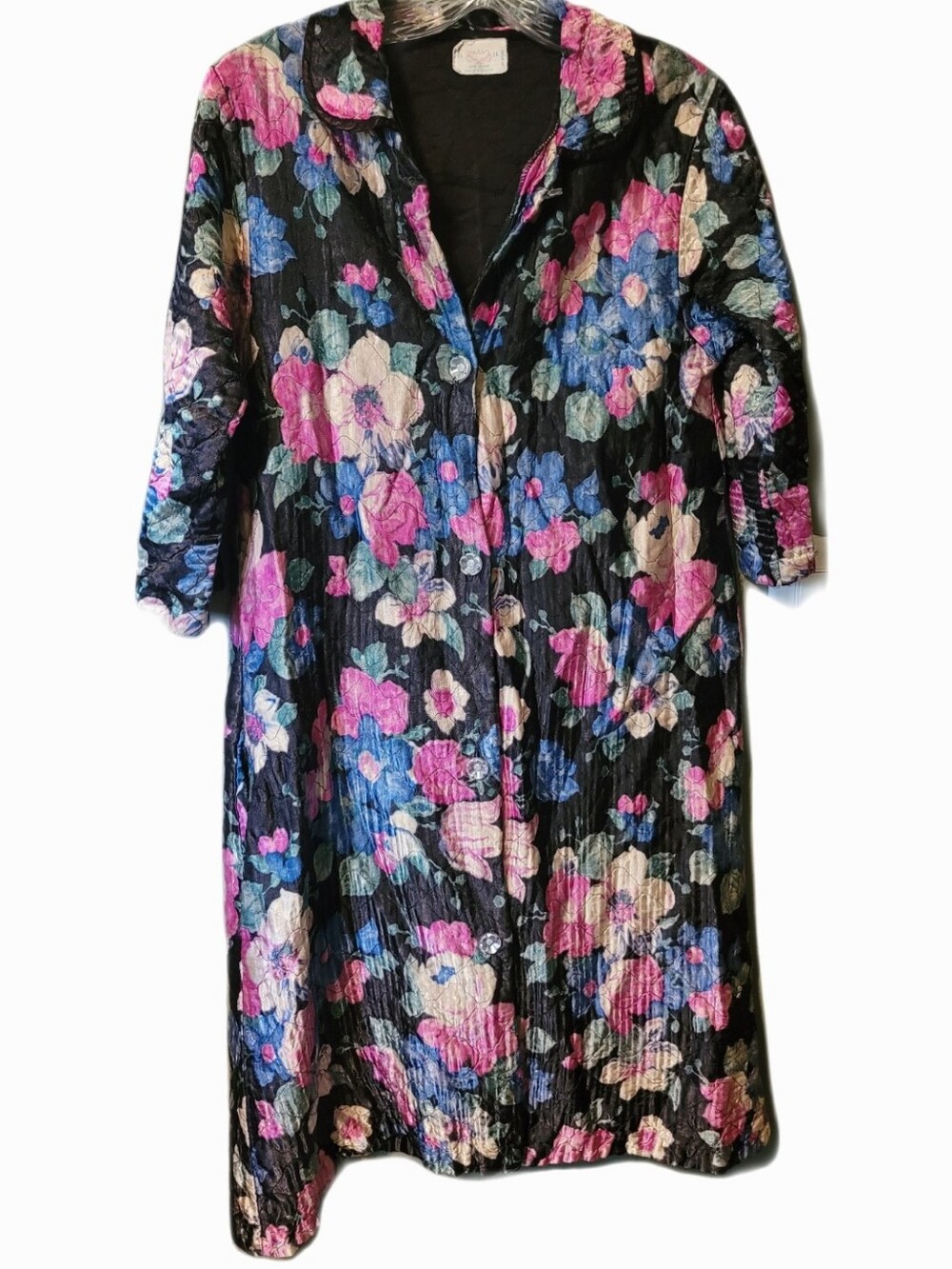 Vintage crinkle Textured quilted floral house robe  Size 14
